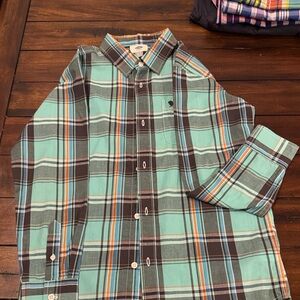 Boy’s Old Navy Casual Plaid Shirt in Teal and Brown
